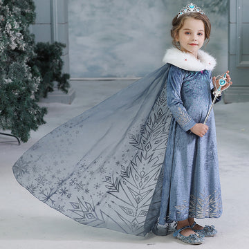 New Frozen Toddler Kids Elsa Princess Girls Costume Dresses Cosplay Cloak Crown Wand Party Holiday